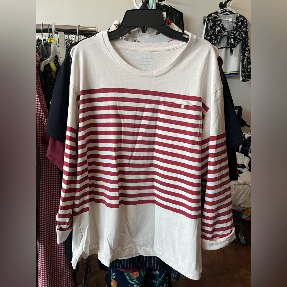 Striped Red and White Long Sleeve Shirt